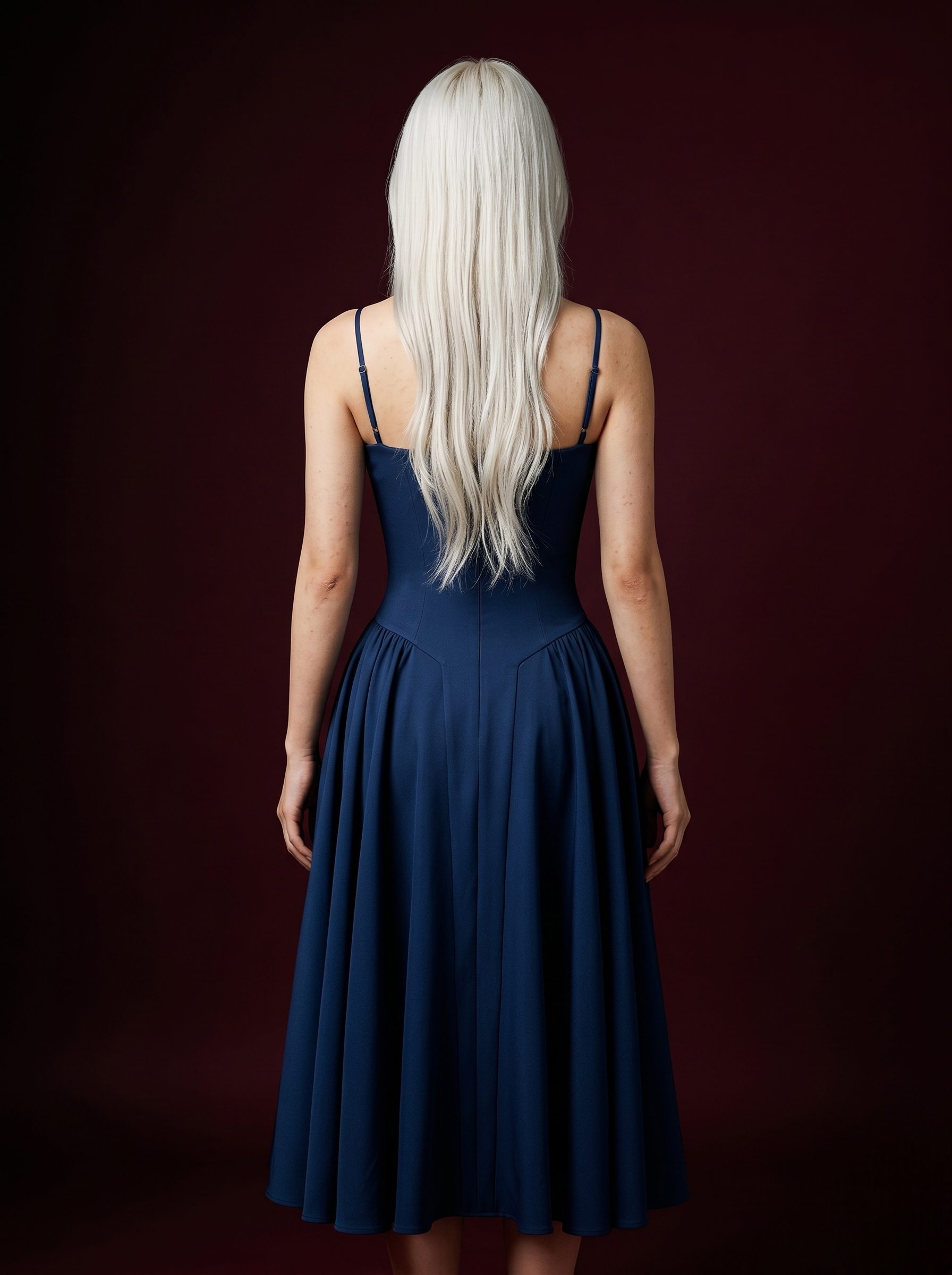 Navy Blue Spaghetti Strap Corset Bustier Flared Mini Dress