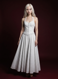 White Polka Dot Halter Button-Up Ruffle Waist Maxi Dress