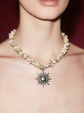 Howlite Chip Necklace with Silver Sun Pendant