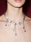 Baroque Pearl & Crystal Bead Necklace with Draped Star Chains
